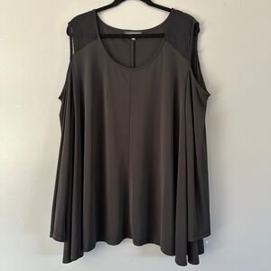 Context Exclusively at Lord and Taylor Black Cold Shoulder Bell Sleeve Tunic Top